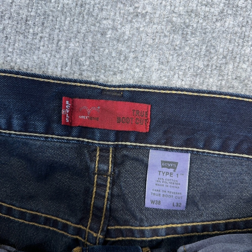 Vintage Levis Jeans Men 38x32 (FIT 40x33) Type 1 True Boot Cut Dark Wash Y2K - Picture 7 of 12